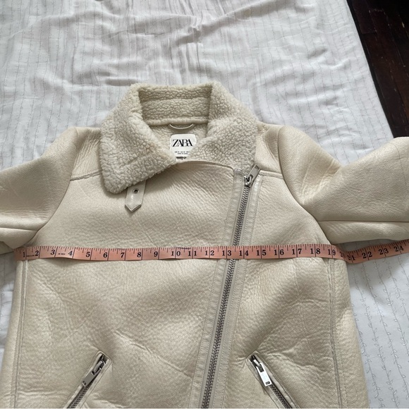 Zara Cream Teddy Leather Jacket - Picture 5 of 11